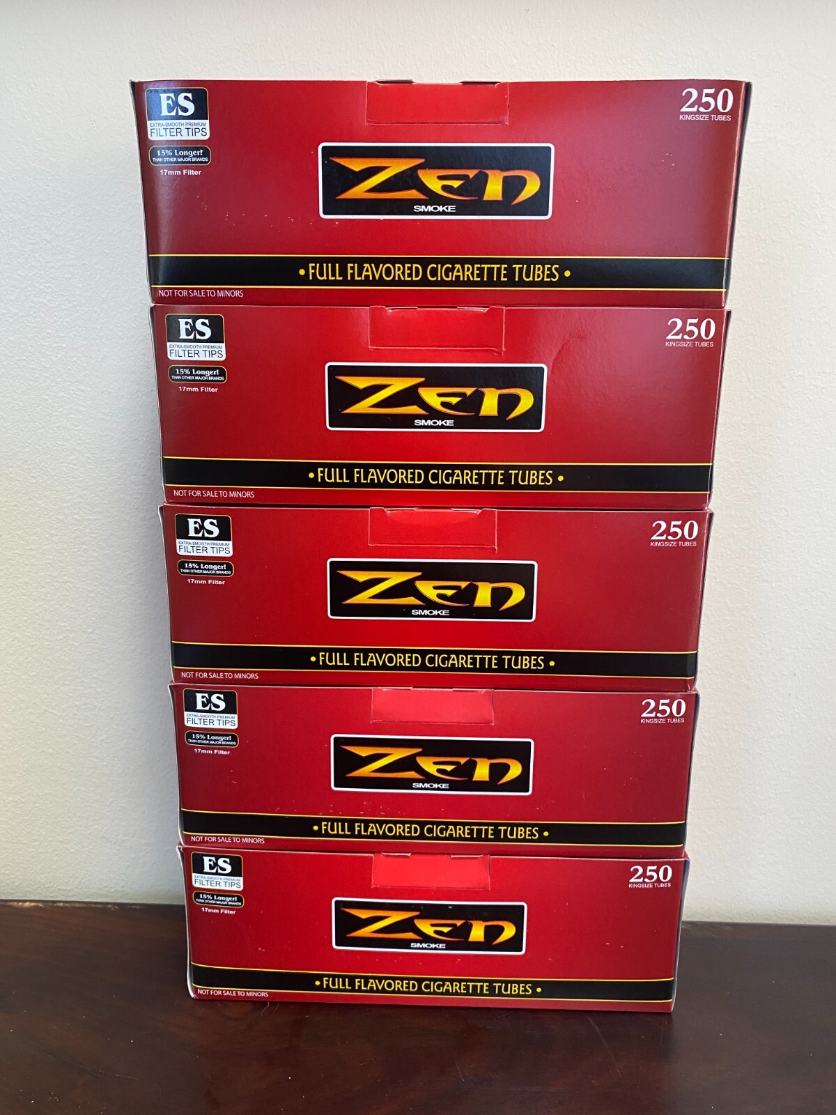 Zen Cigarette Tubes Red Full Regular King Size Tubes 5 Boxes