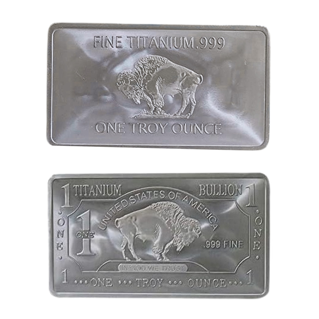 1 OUNCE OZ 999 Fine SOLID TITANIUM Precious Metal Buffalo Bar INGOT Bullion OZT