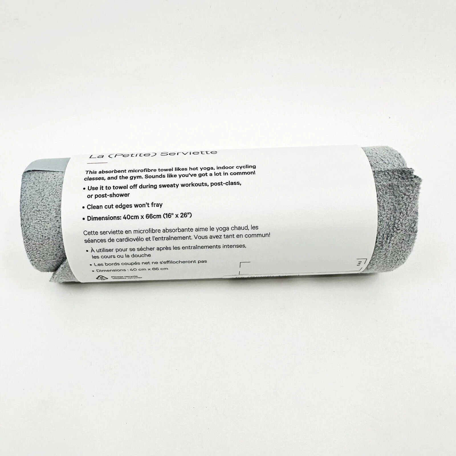 Lululemon The Small Towel Microfibre 16" x 26" Hail Grey Yoga Biking Gym NEW