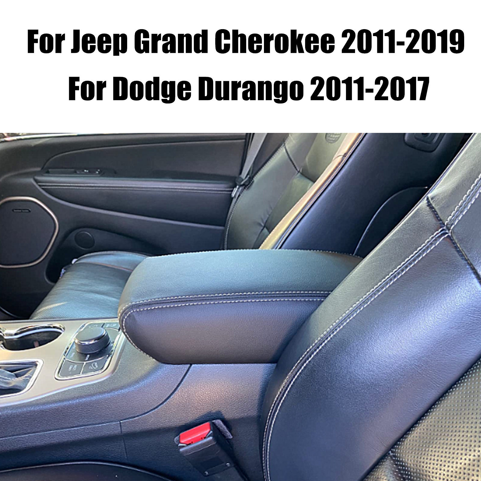 For 2011-2019 Jeep Grand Cherokee Leather Center Console Lid Armrest Cover Black