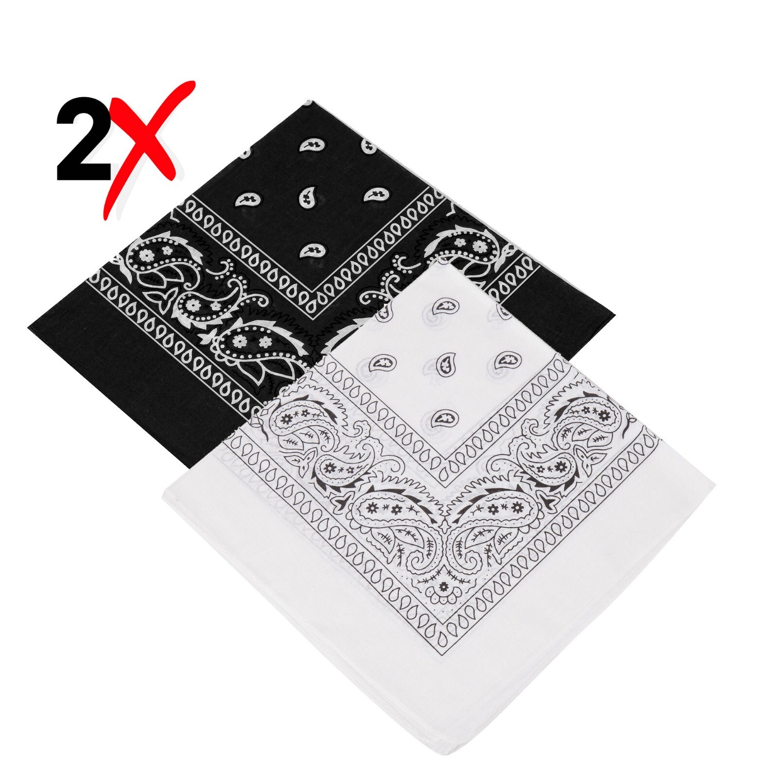 2 Pack Bandana 100% Cotton Paisley Print Double-Sided Scarf Head Neck Face Mask