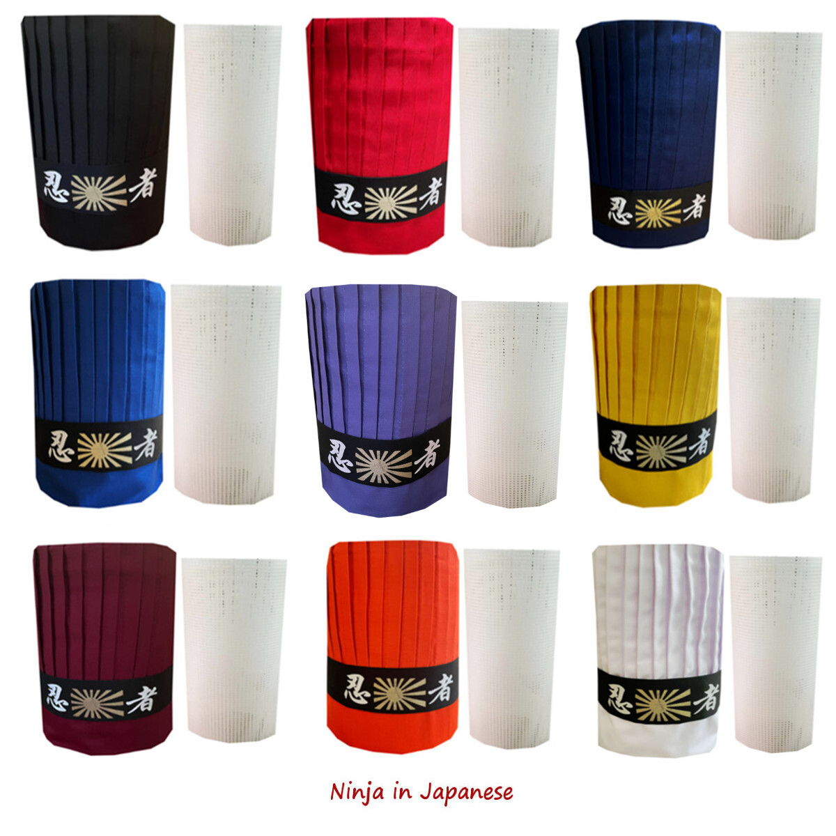 Hibachi Chef Tall Hat Set NINJA Headband Hibachi Chef Uniform Chef Tall Hat NEW