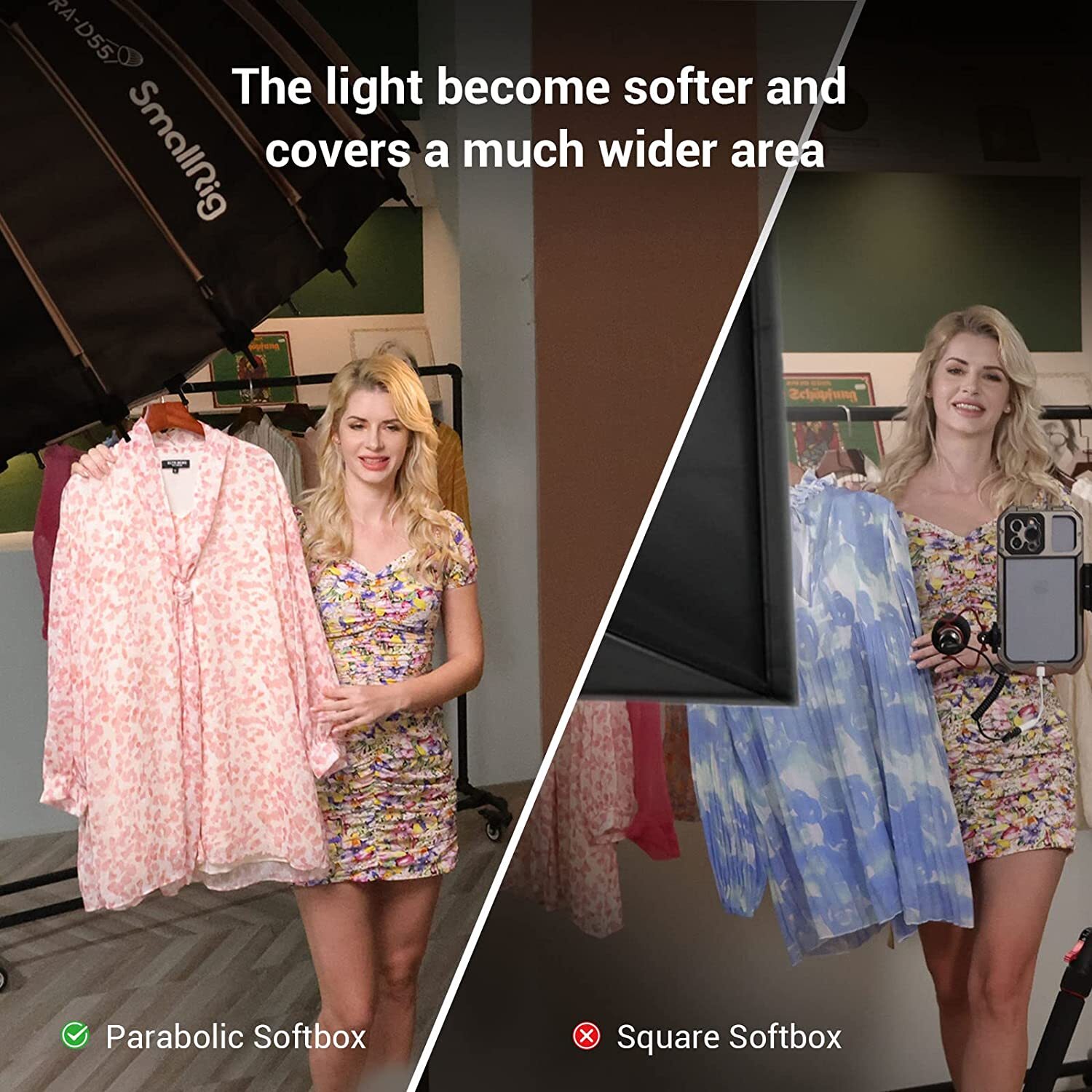 SmallRig 21.6" 55CM/33.5" 85CM Parabolic Softbox for RC 120D COB Video Light