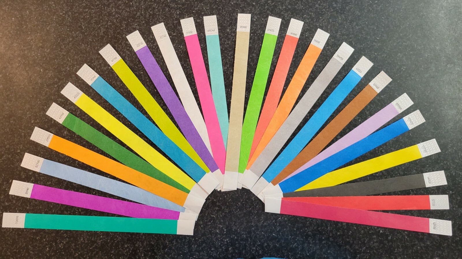 250 3/4" (10 each of 25 colors) TYVEK WRISTBANDS. , WRISTBANDS FOR EVENTS