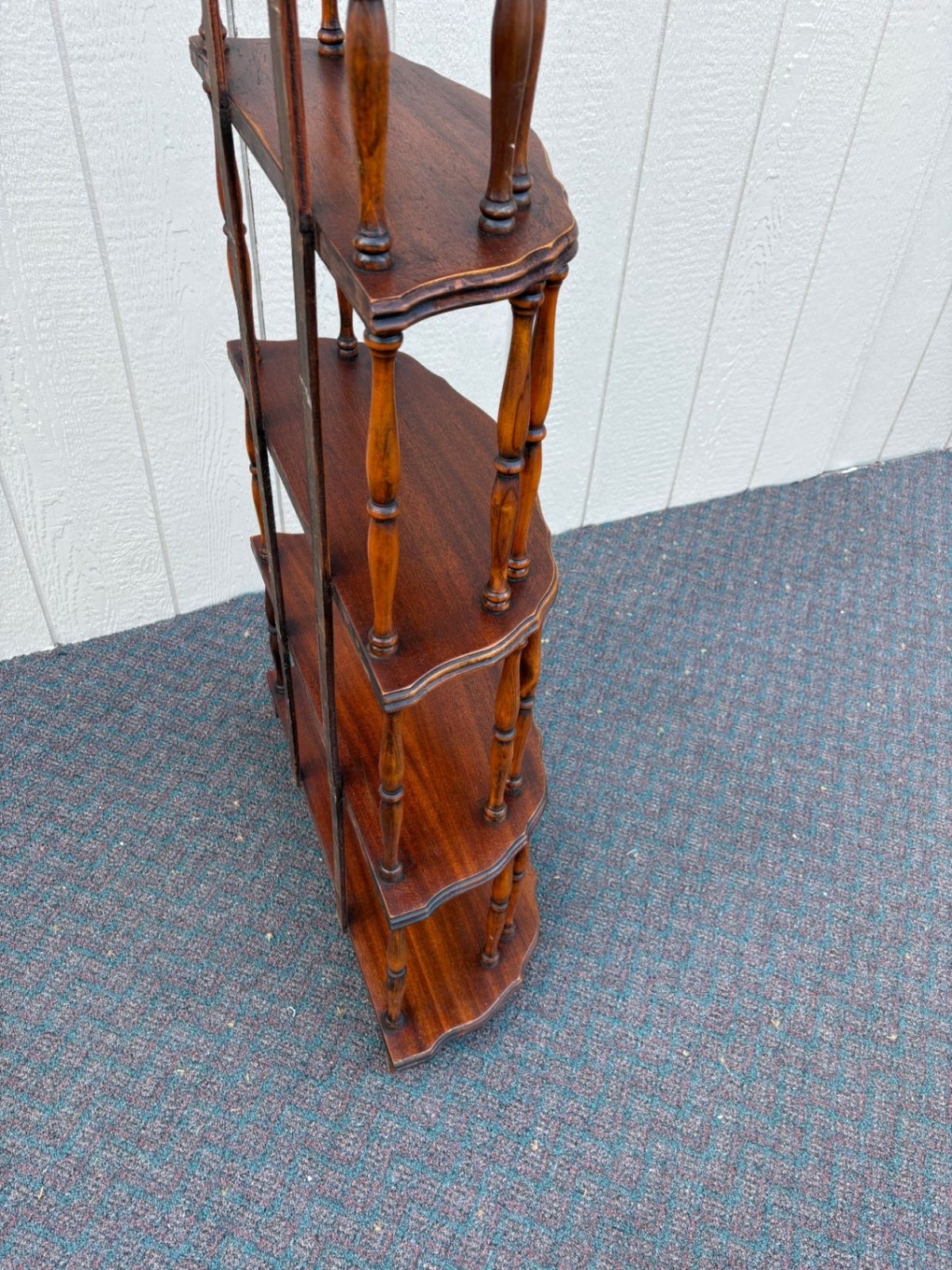 67560 Vintage Mahogany Whatnot Etagere Display Shelf with Turned Supports