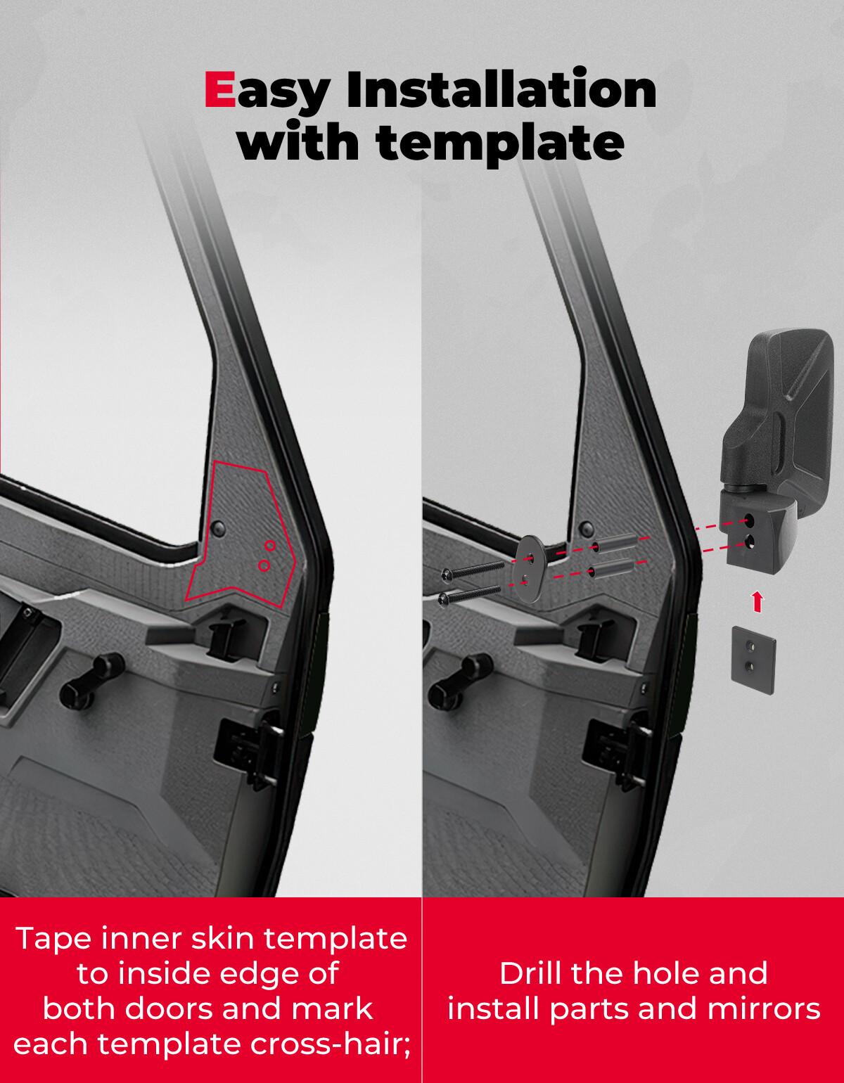 #2889241 UTV Rear View Side Mirrors Door Mounted or Polaris Ranger 1000 XP 18-25