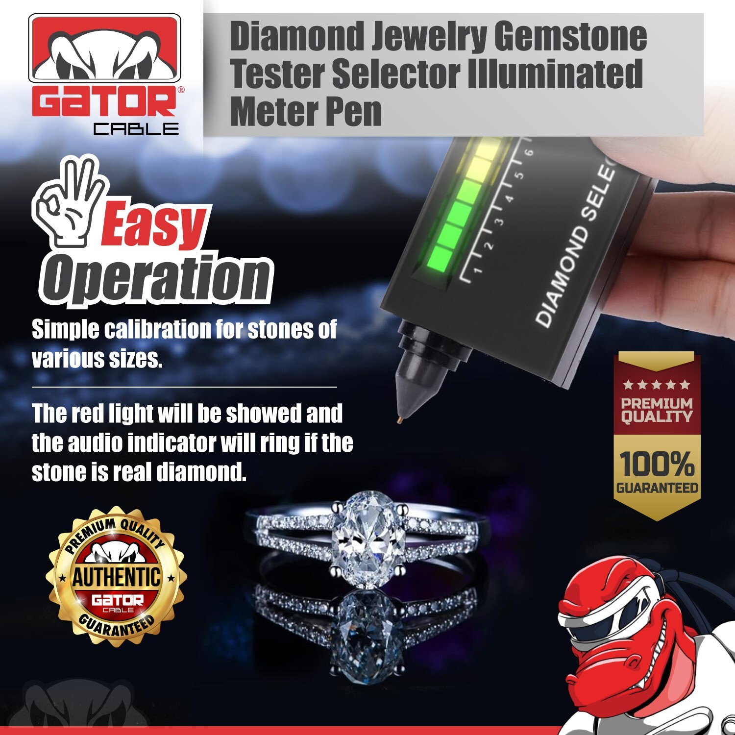 Diamond Gemstone Tester Selector Illuminated Jewelry Testing Tool Pen Portable