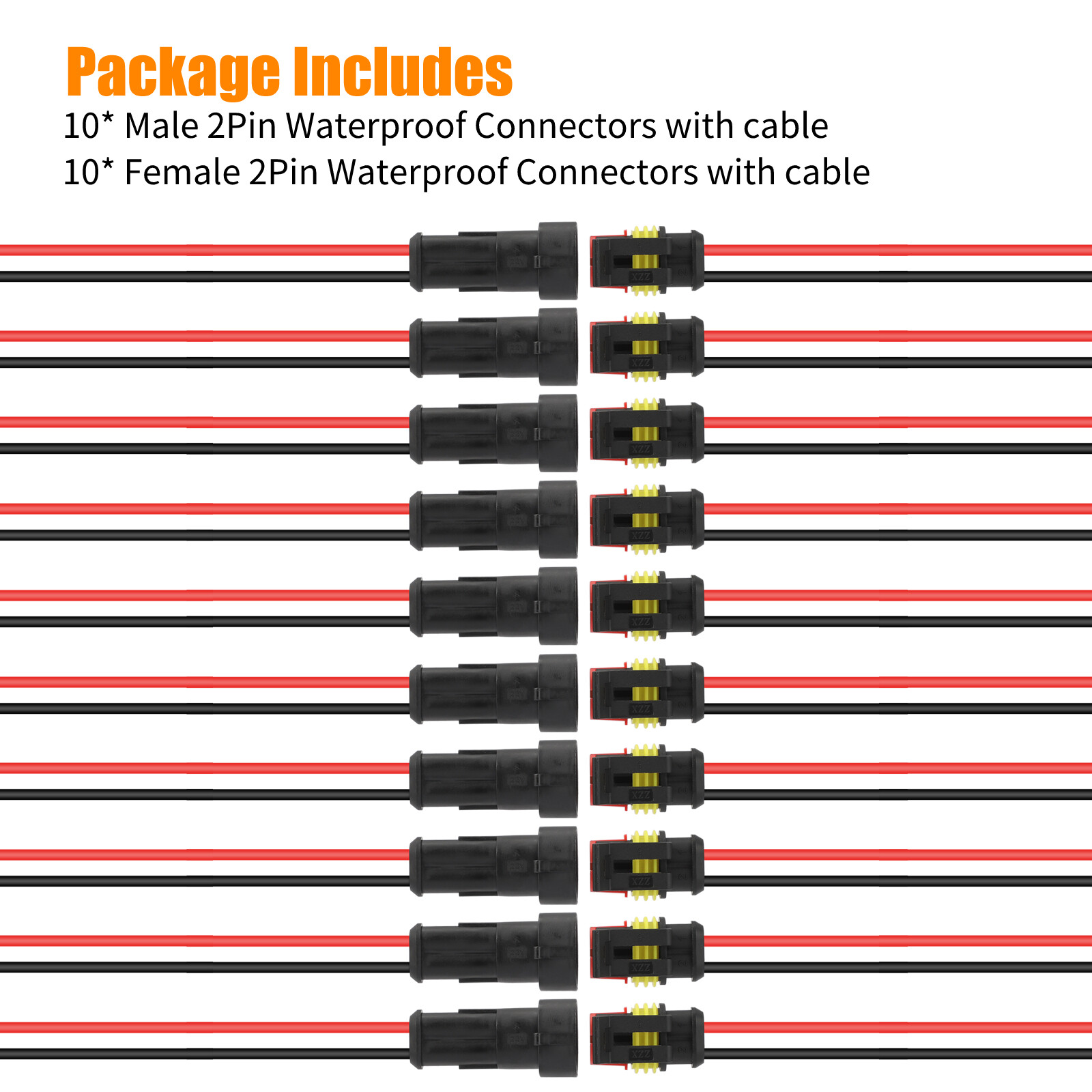 20X Car Waterproof Electrical Wire Cable Connector Male Female 2Pin Way Plug Kit