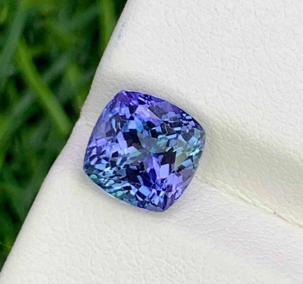 Natural Blue Tanzanite Cushion 9-10 Ct Extremely Rare Certified Loose Gemstone