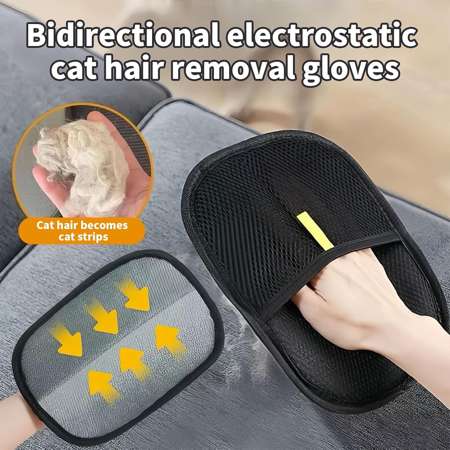 2 Pcs furhero mitt Magic Brush pet Hair,kivori Hair Removal BLACK(2PACK)