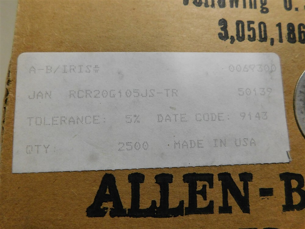 25 Allen Bradley Mil RCR20G105JS 1 Meg 1/2W 5% Carbon Comp Resistors ON SALE!
