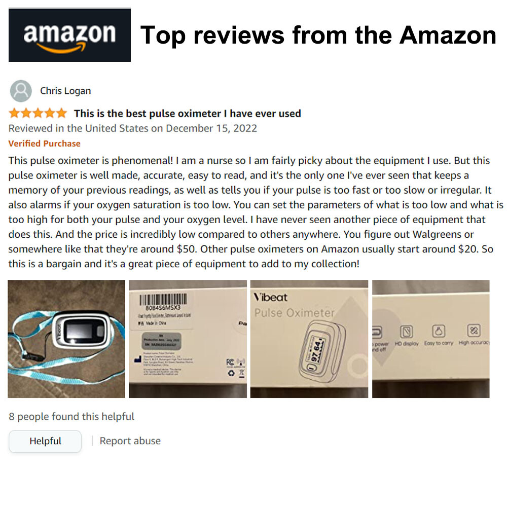 Vibeat Finger Pulse Oximeter with Alarm Check SpO2， Heart Rate， Perfusion Index