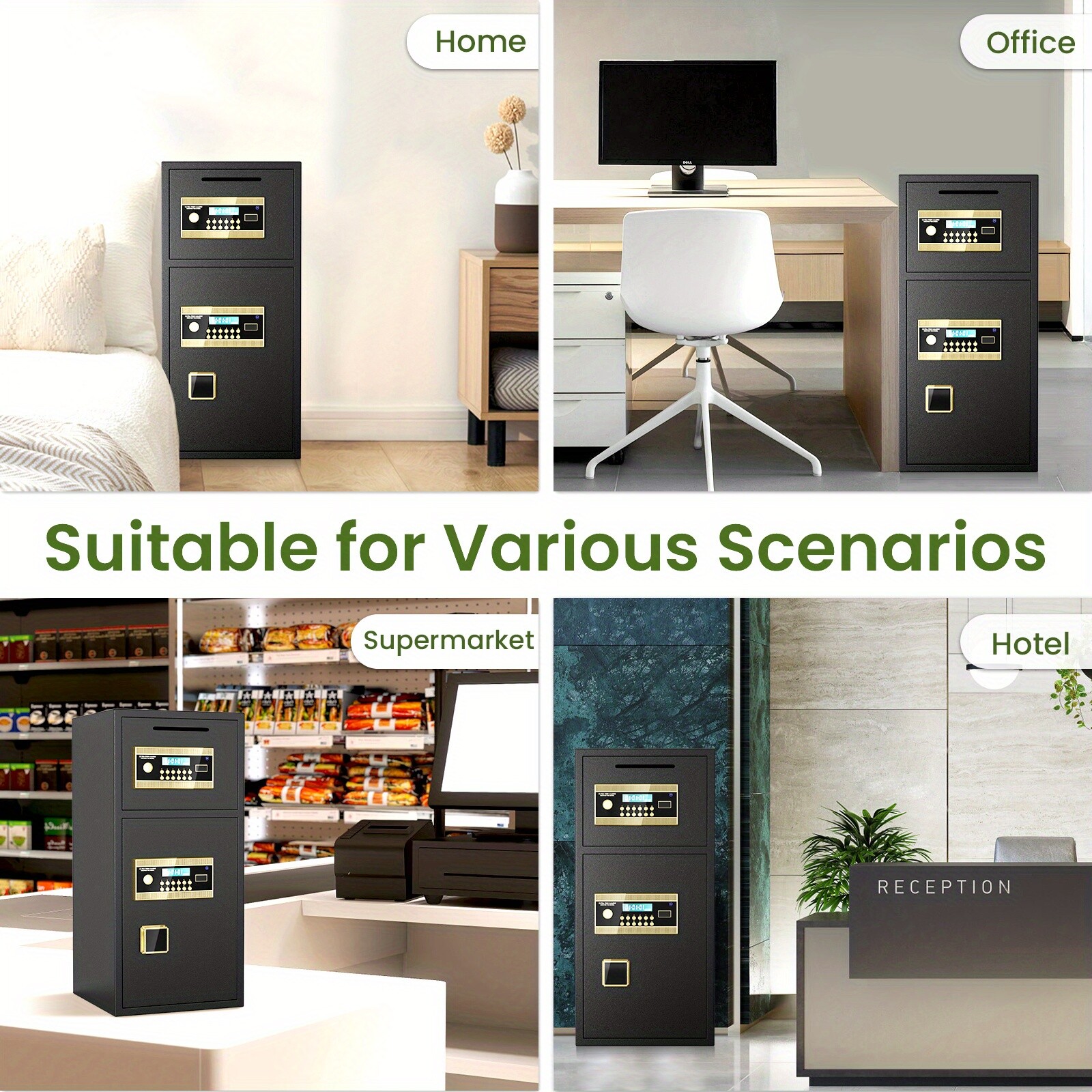 6.5 Cu ft Home Safe Box with Deposit Slot ,Large LCD Screen and Fireproof Bag