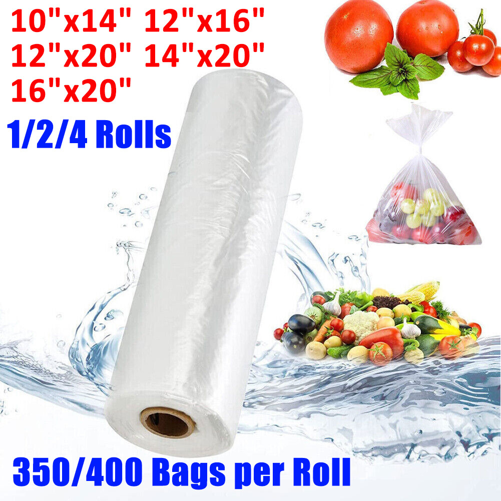 350/400Bags / Roll Clear Plastic Produce Bags On Roll Kitchen Food Storage Fruit