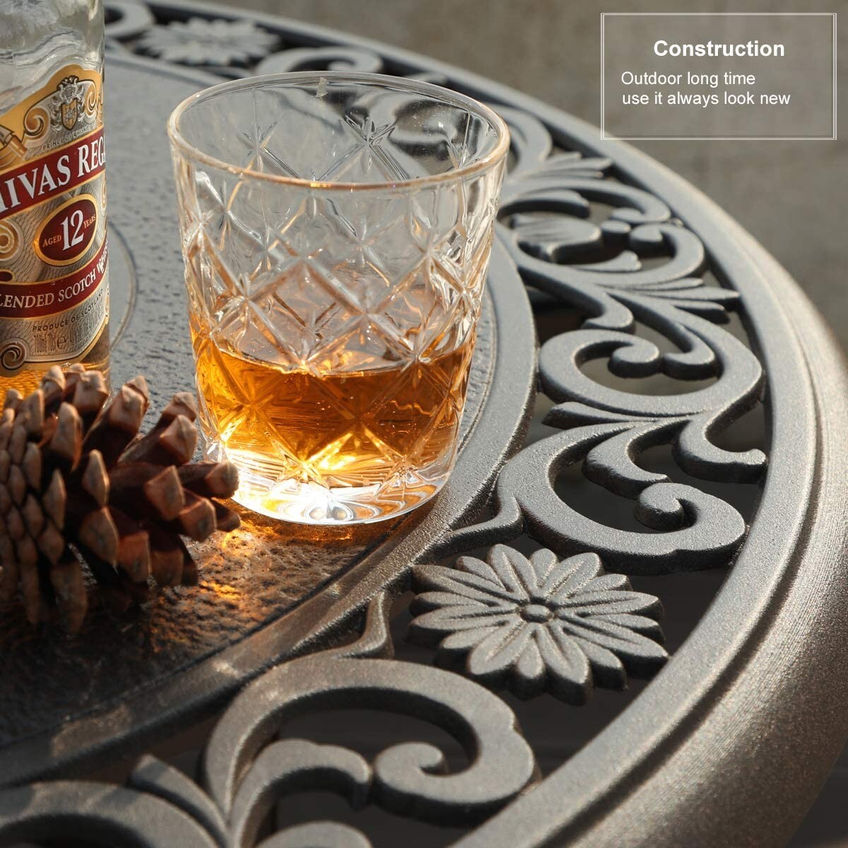 Patio Bar Table, 41" Height High Top Outdoor Table, Cast Aluminum Round Table