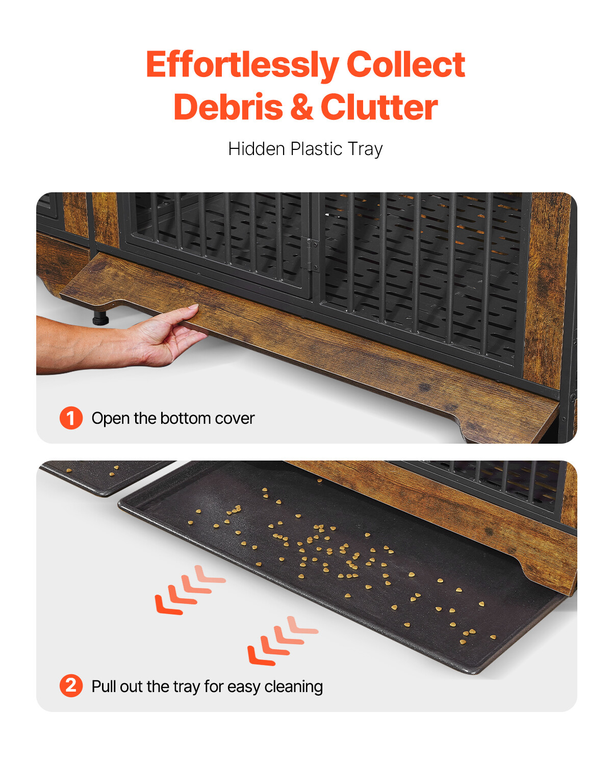 Dog Crate Furniture 75 in Indoor Wooden Dog Kennel with Divider and Tray