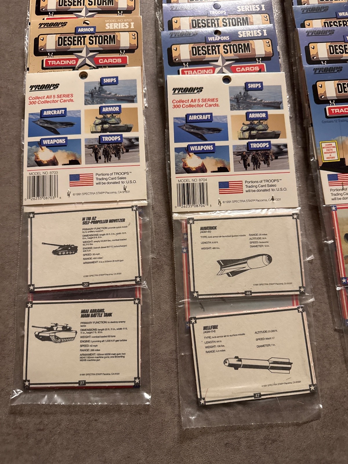 troops Desert Storm Trading Cards 37 sealed packs. w/box
