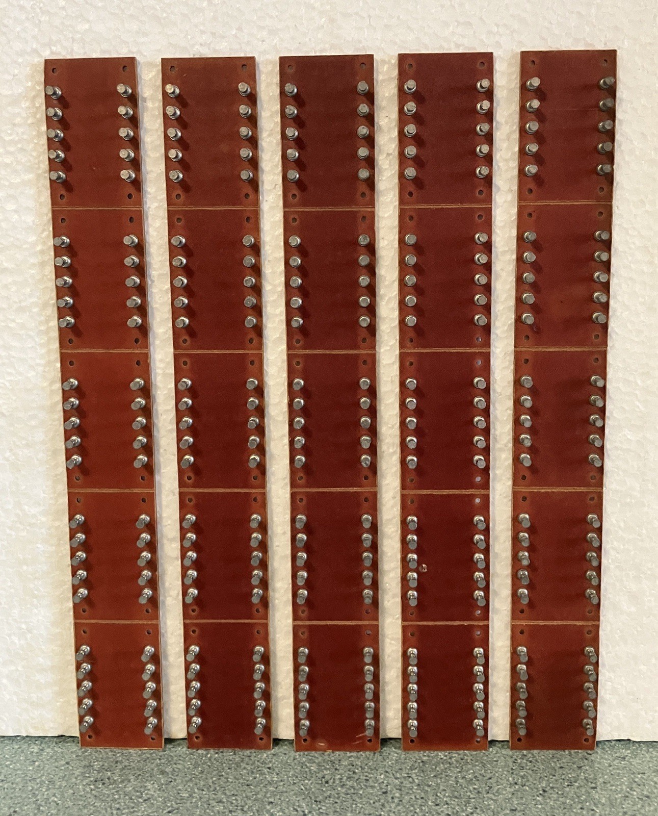LOT of 5 Phenolic Terminal Turret Board - 50 Lugs - 2X25 - Break into 5-sections