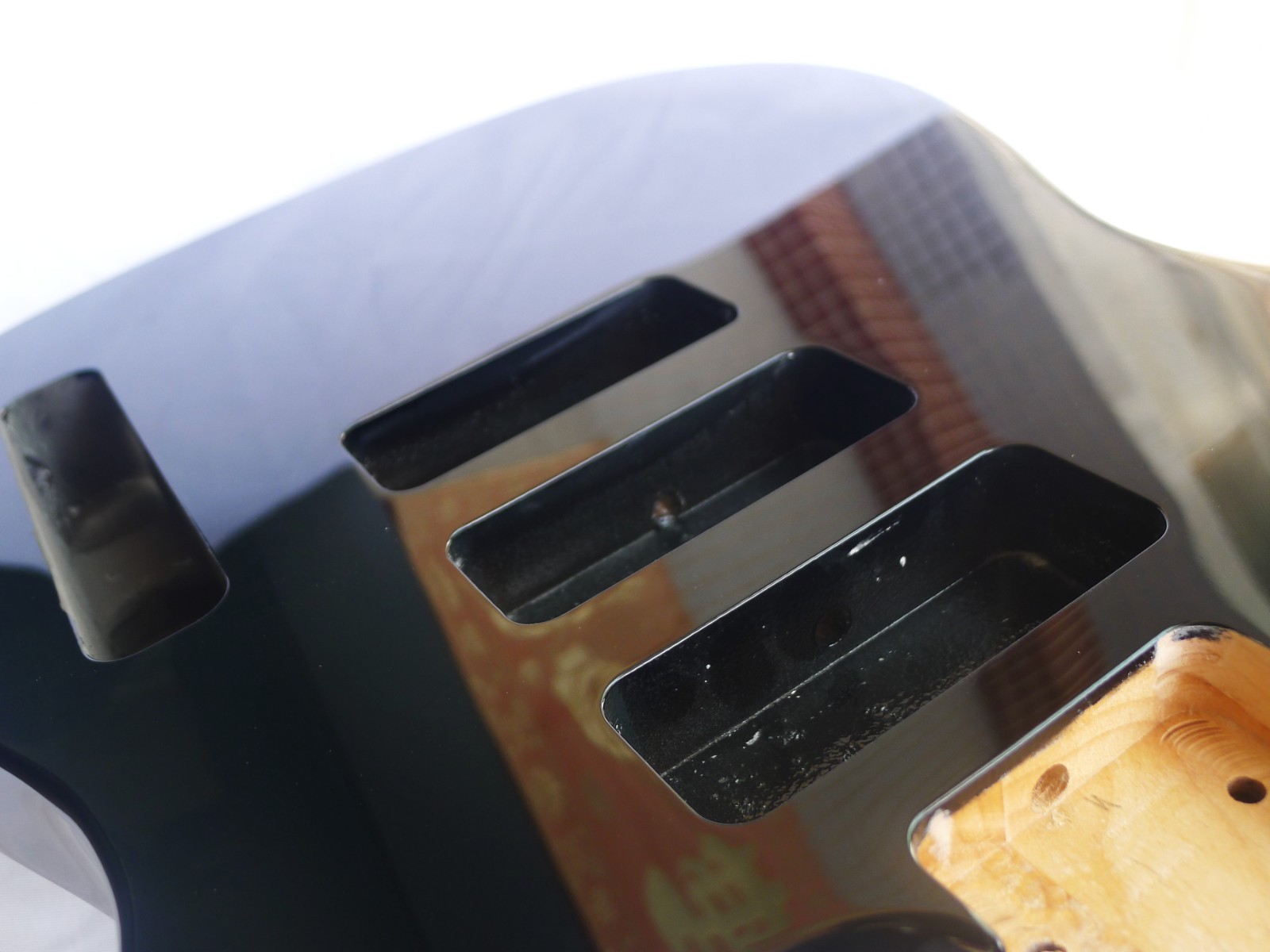 Tele Style Guitar Body 3pcs Alder Black Fit 3pcs P90 With Half Bridge ≦4.8Lbs