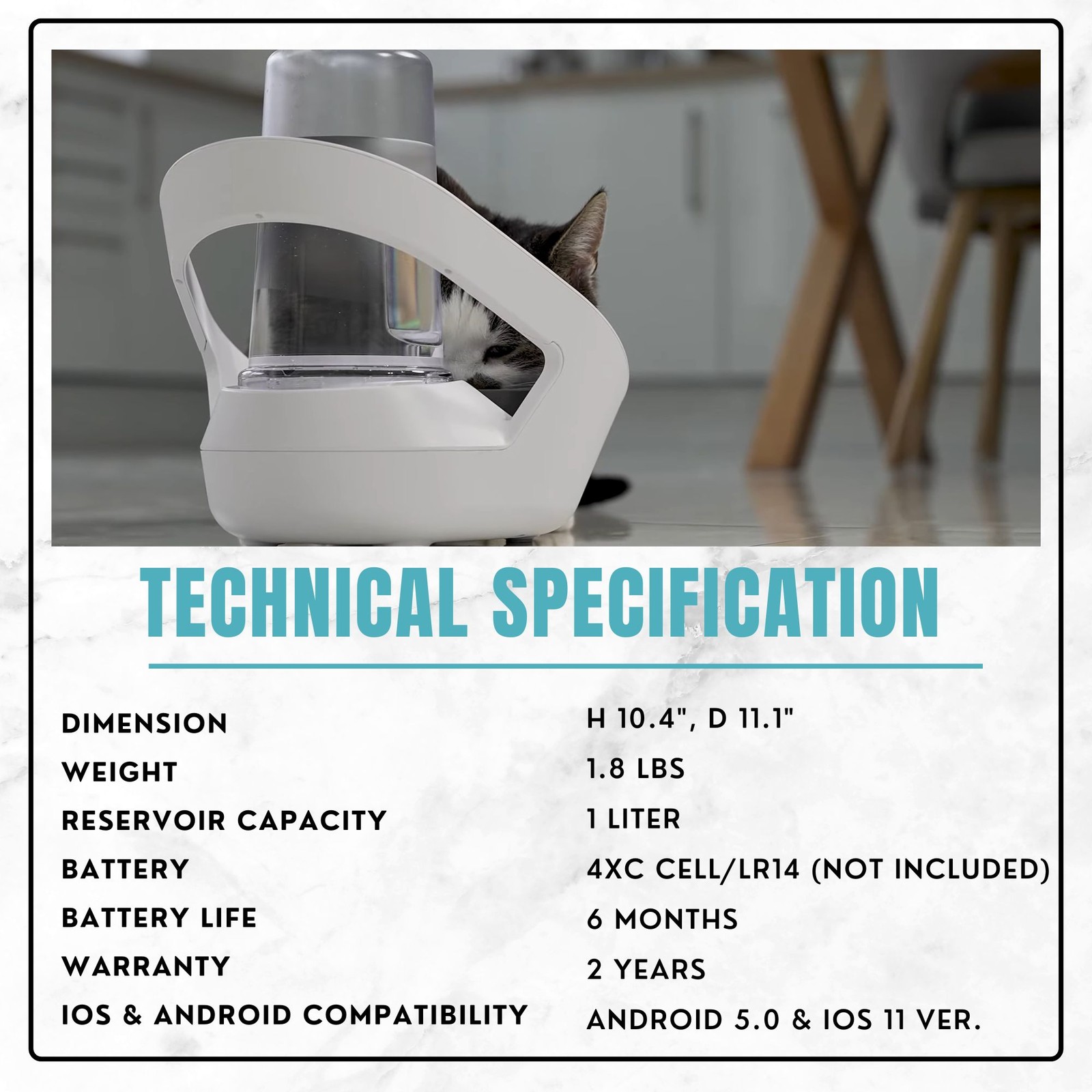 Sure Petcare Felaqua Connect Smart Cat Water Bowl - Tracks Drinking, Safe