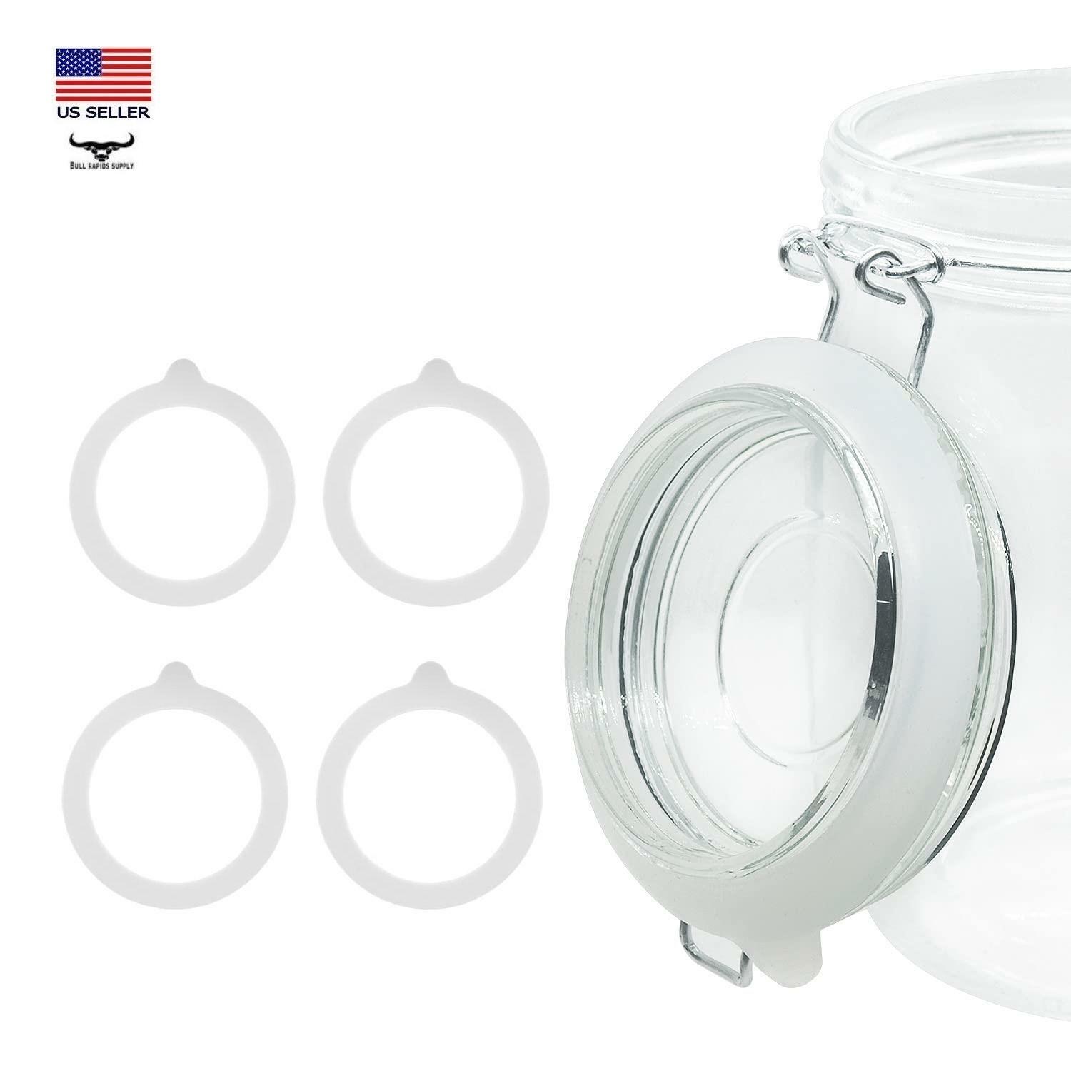 4 Piece Rubber Seal Ring for Glass Jars, Airtight Silicone Replacement Gasket