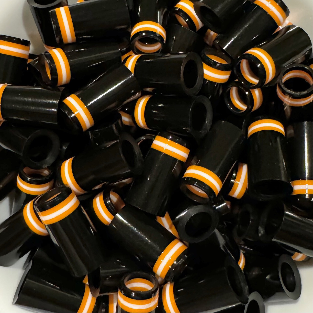 (12) Premium Quality Iron Ferrules Black w/ Orange & White Rings 1”
