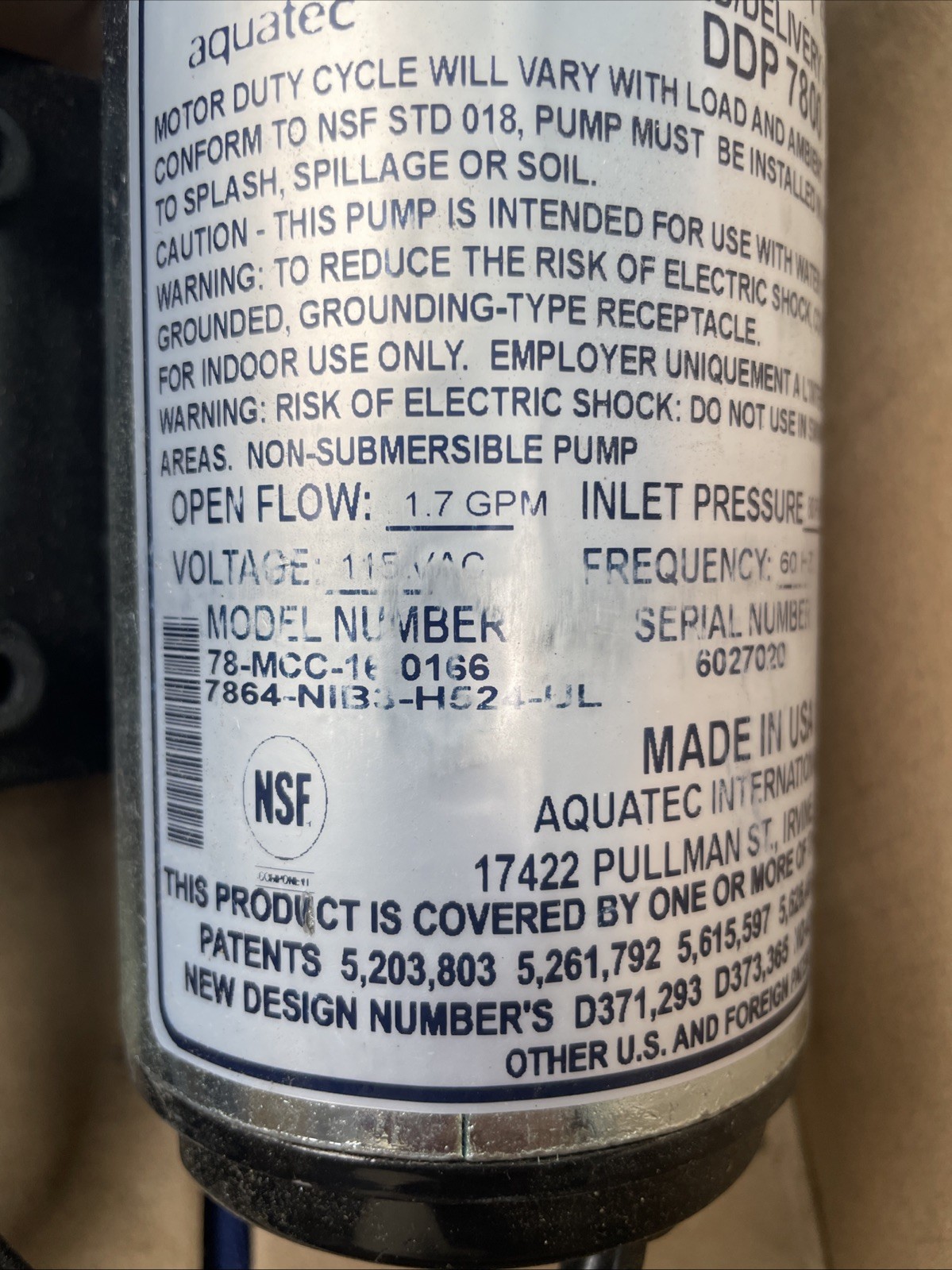 Aquatec Pump Ddp7800 Diaphragm 16-0166 - Free Shipping + Geniune OEM!