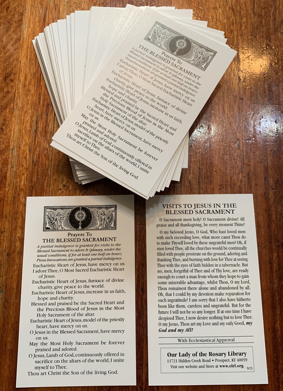 Lot of 100 Traditional Catholic Prayer Card Visit Jesus The Blessed Sacrament