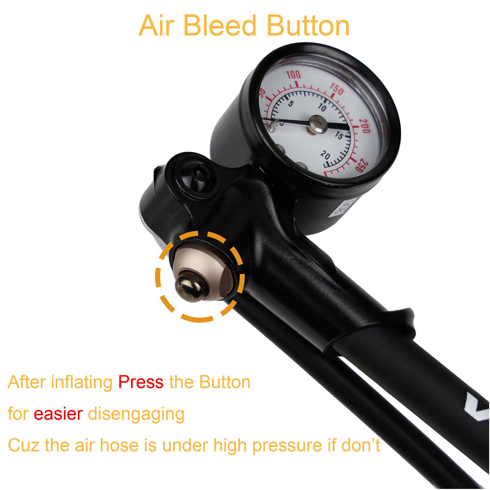 VENZO 300 PSI High Pressure Bike Bicycle Fork Shock Suspension Dual Face Pump