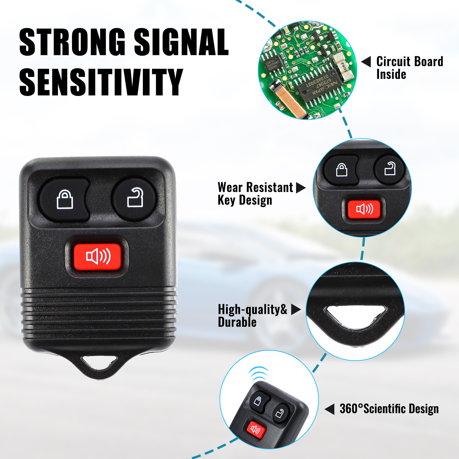 2 Remote control Car key fob for Ford F150 F250 F350 2005 2006 2007 2009 2010