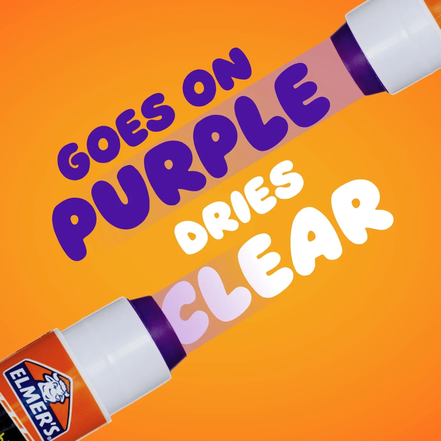 Elmer's Glue Stick Washable Disappearing Purple School Glue .21oz EACH 2 Pack