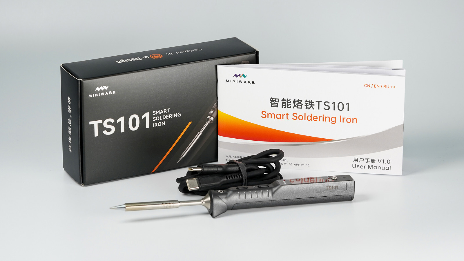 TS101 Soldering Iron Set B2/BC2/I Tips 65W Temperature Adjustable 50-400℃ USB-C