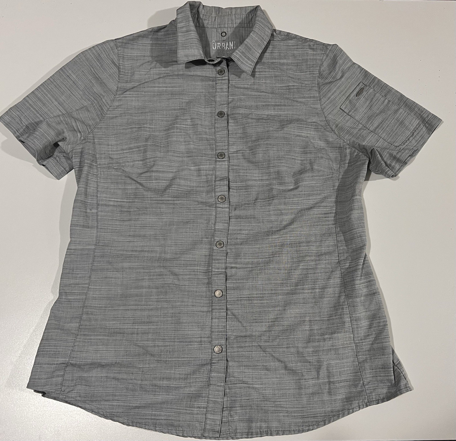 Chef Works Men's Short Sleeve Shirt Urban Collection Size M Gray Snaps