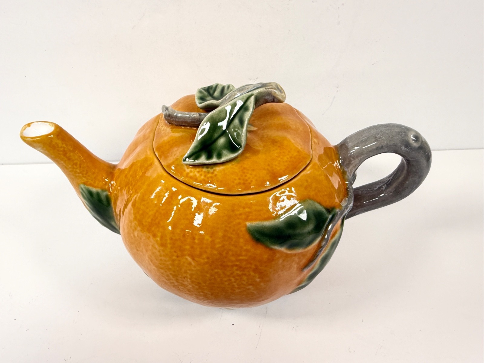 Bordallo Pinheiro Portugal China for Williams Sonoma Orange Teapot