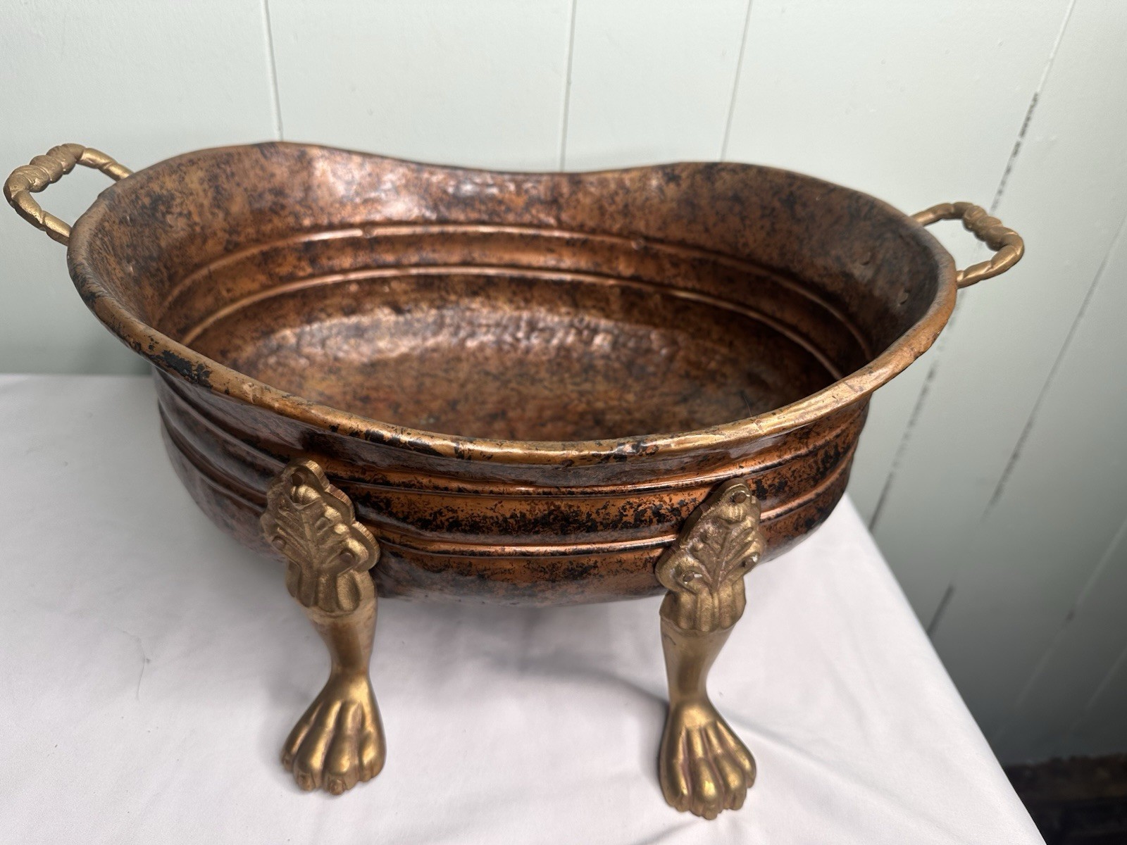 Brass Footed Bowl 16x8" France