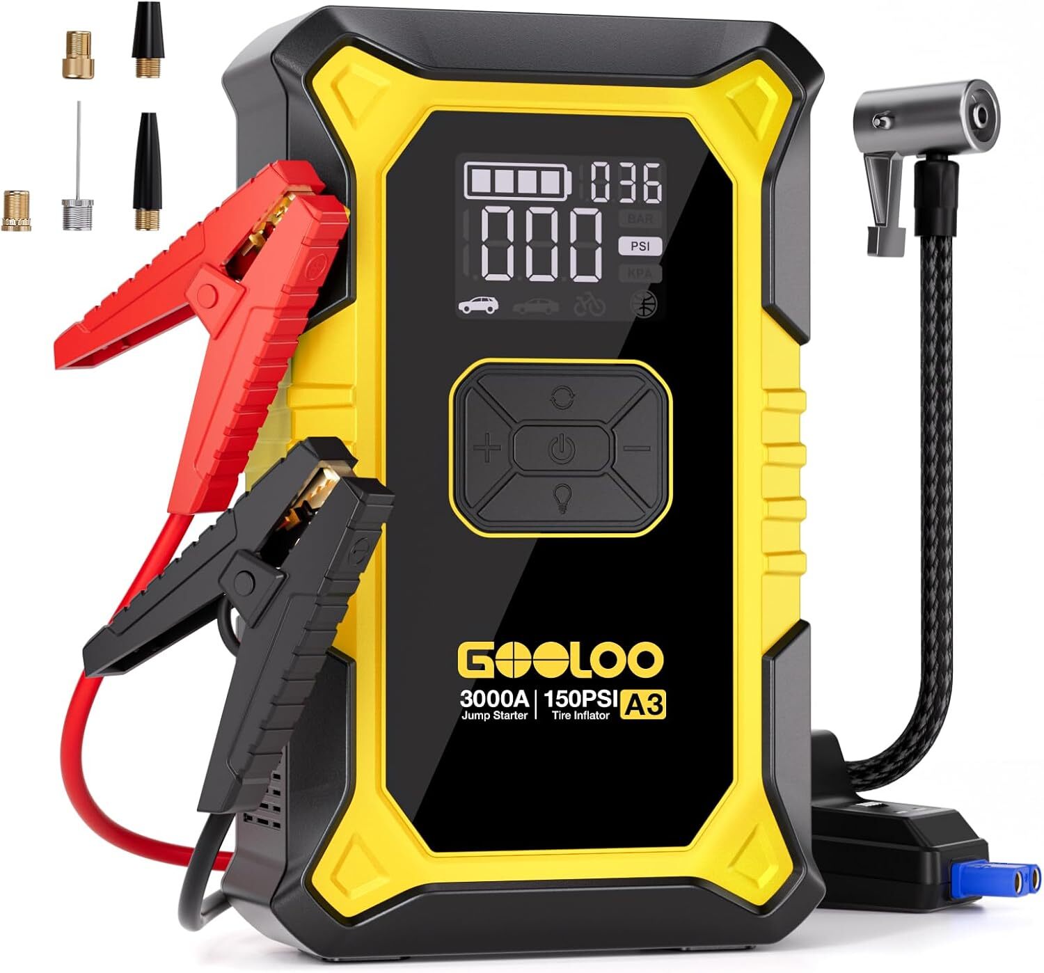 GOOLOO A3 Jump Starter with Air Compressor 3000A Portable Car Battery Booster