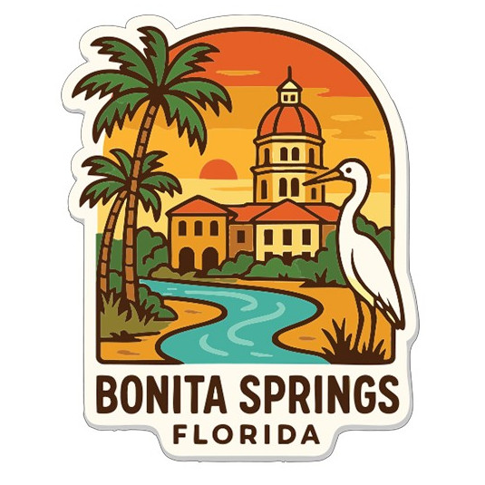 Bonita Springs Florida Sticker Decal Vinyl Die-Cut City Skyline Landmark Design