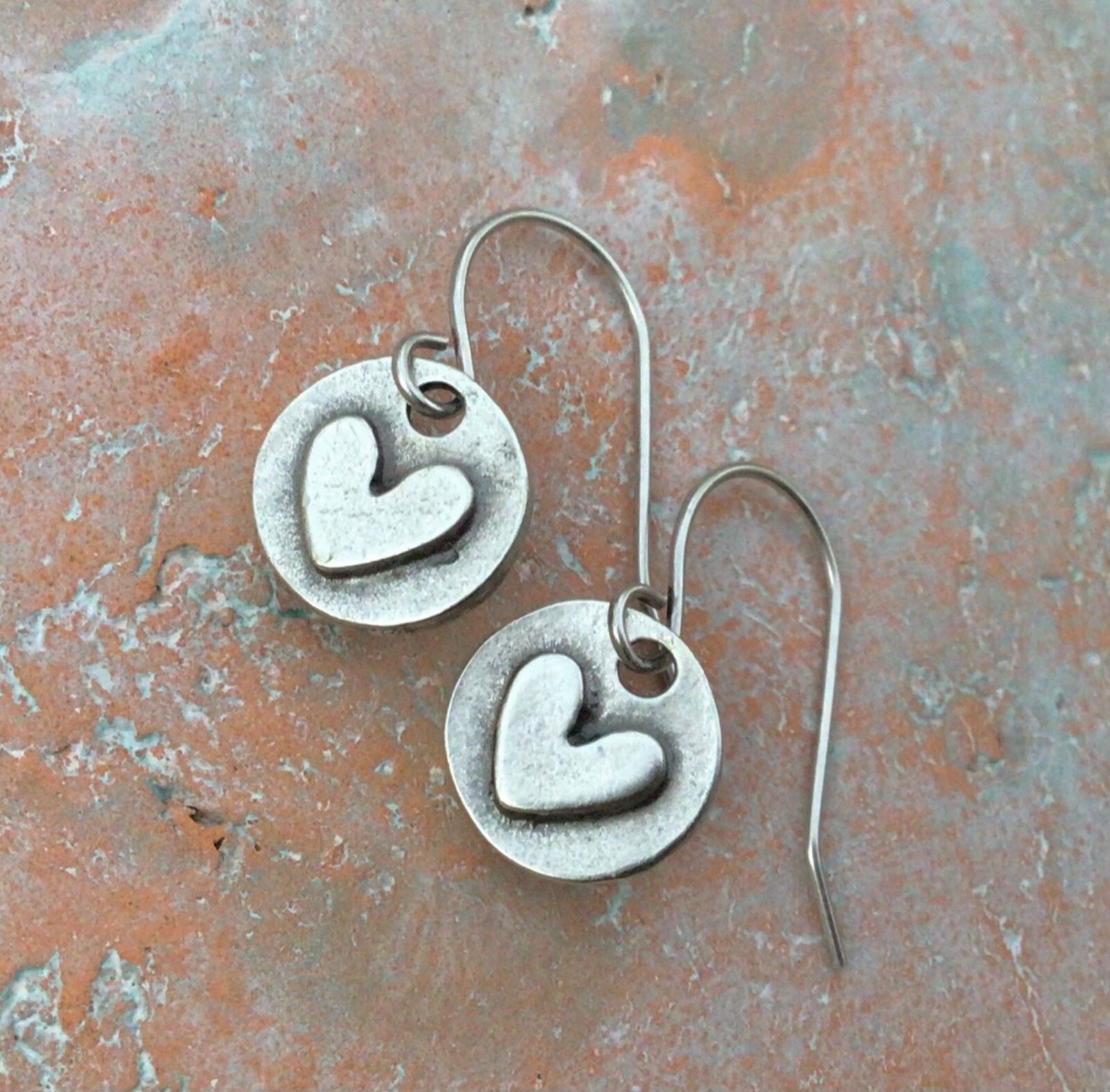Handcrafted Sundance Charm Artisan jewelry Handmade Earrings Hammered Heart
