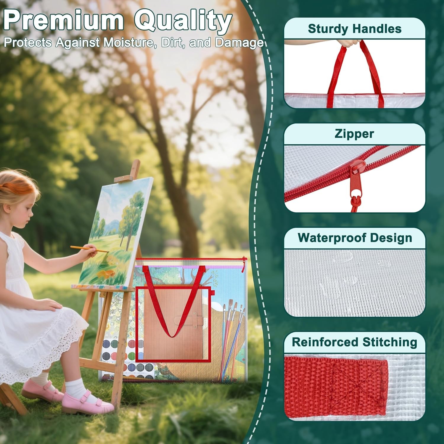 Large Poster Storage Bag, 25" x 19" Art Portfolio Bag with Pocket for Poster, Cu