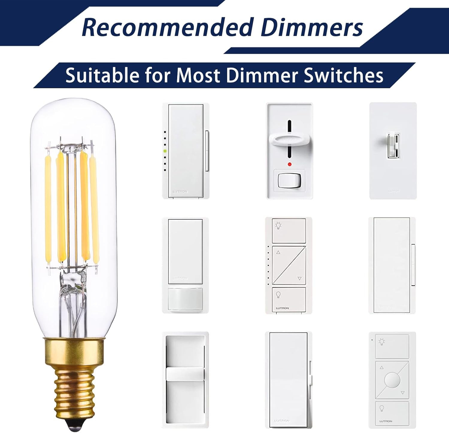 E12 Dimmable LED Bulb 80W Equivalent Small Candelabra Classic T6 T25 Ceiling Fan