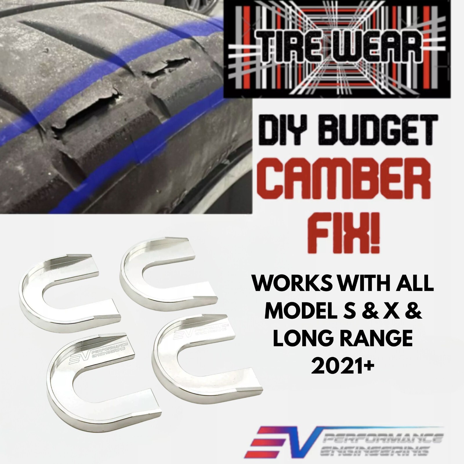 TESLA Model S X PLAID- REAR CAMBER KIT ALIGNMENT SHIMS - DIY PREVENT TIRE WEAR!!