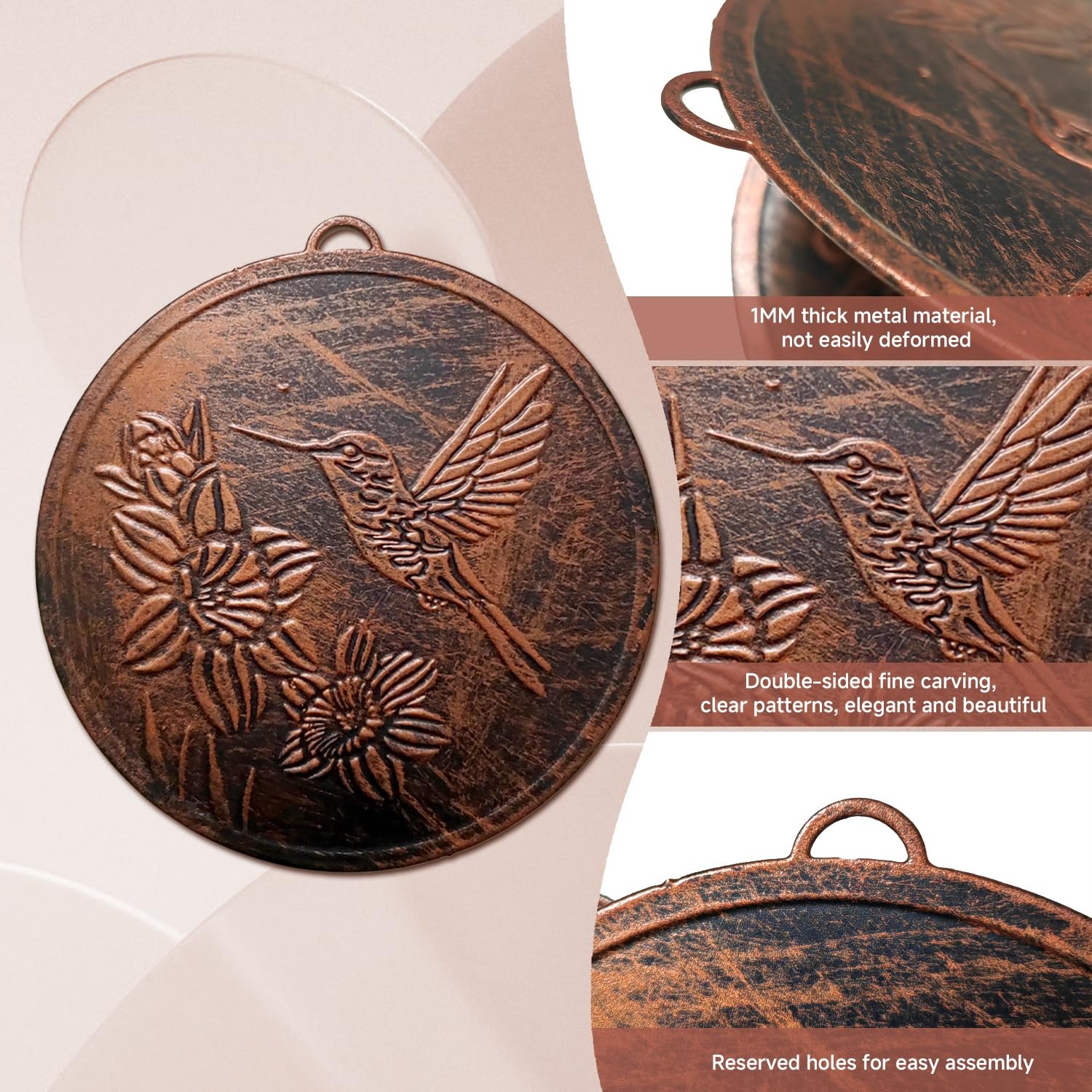 Replacement Wind Catcher, Circular Vintage Hummingbird Copper-hummingbird