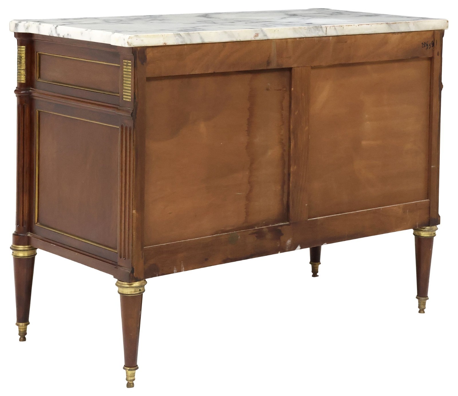 ANTIQUE FRENCH LOUIS XVI MARBLE-TOP MAHOGANY CHEST OF DRAWERS COMMODE