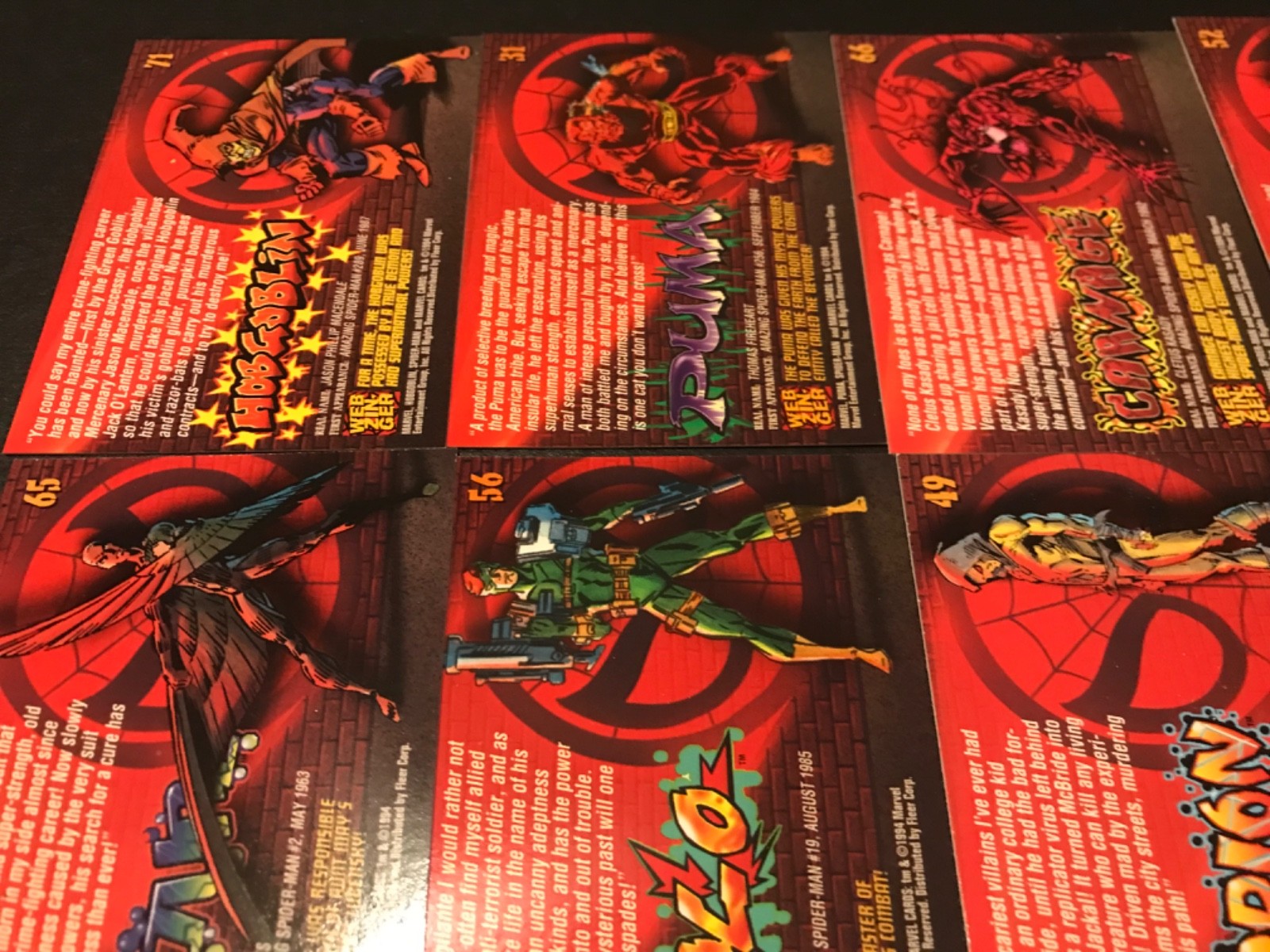 Spider-man 1994 Fleer Mixed Lot Of Cards - Lot Of 12 #4 Marvel Pack ~ Vulture