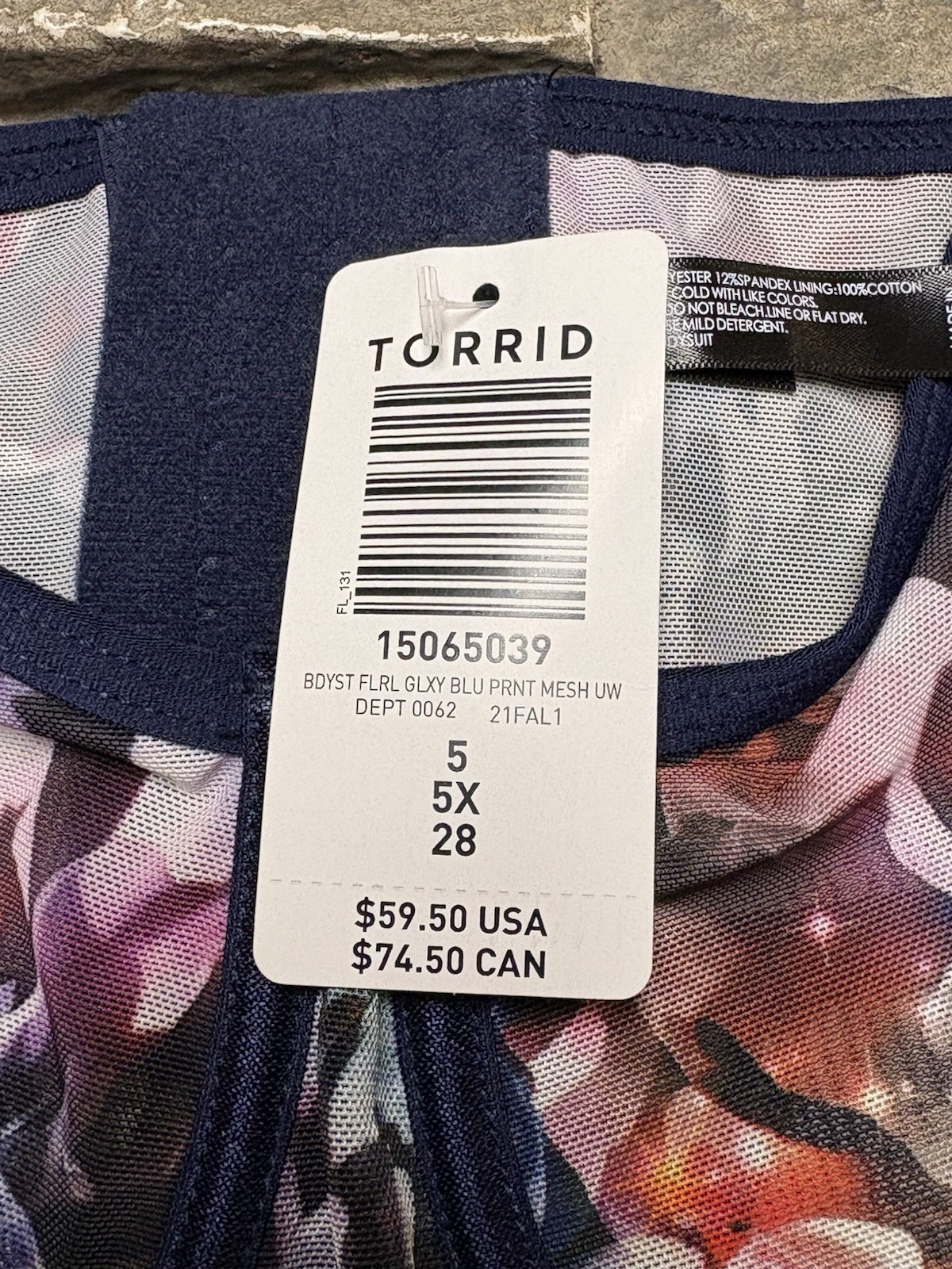 Torrid Curve Bodysuit Floral Print Sheer Mesh Corset Style Lingerie Sz 5 5X NWT