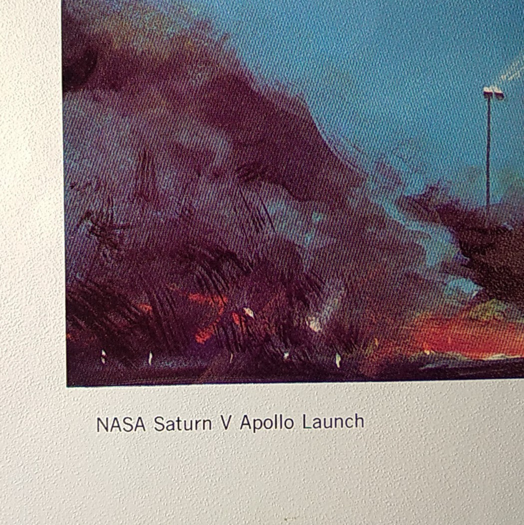 VTG NASA APOLLO SATURN V ROCKET LAUNCH North American Aviation Litho Print 12x15