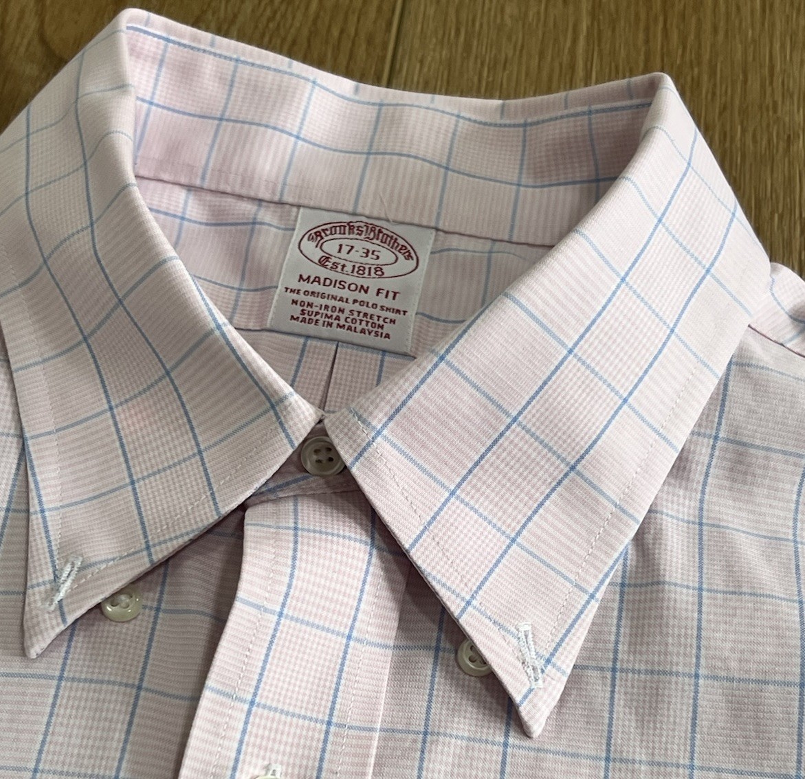 Men’s Brooks Brothers Madison Fit Dress Shirt Pink Windowpane