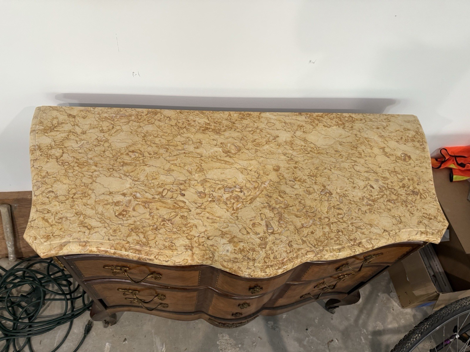 Antique Mahogany Serpentine Antique French Mahogany Marble Top Commode or Chest