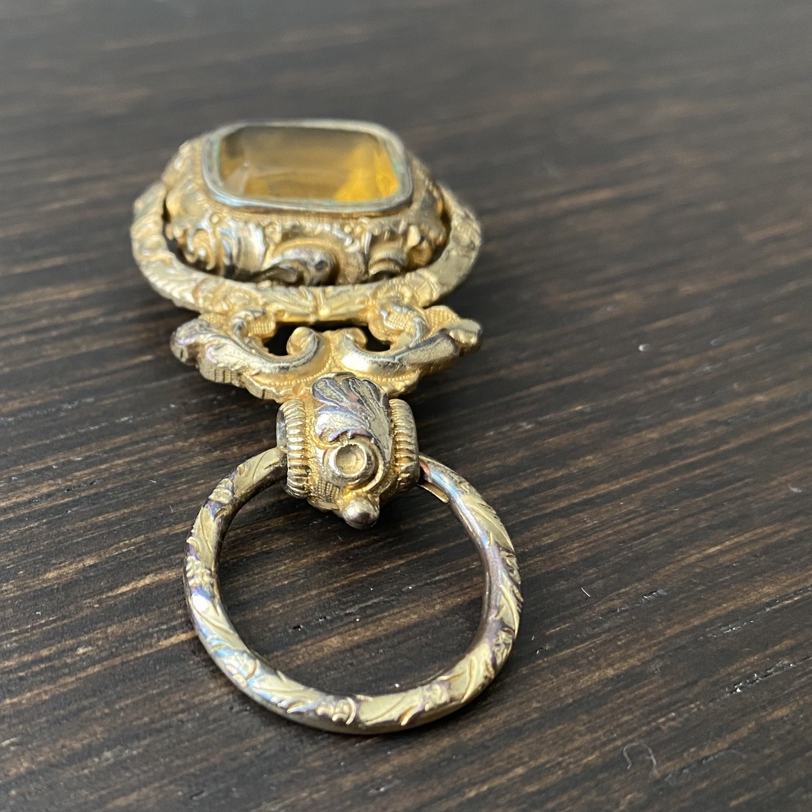 Antique Georgian or Victorian Large Double Sided Gold Tone Watch Fob