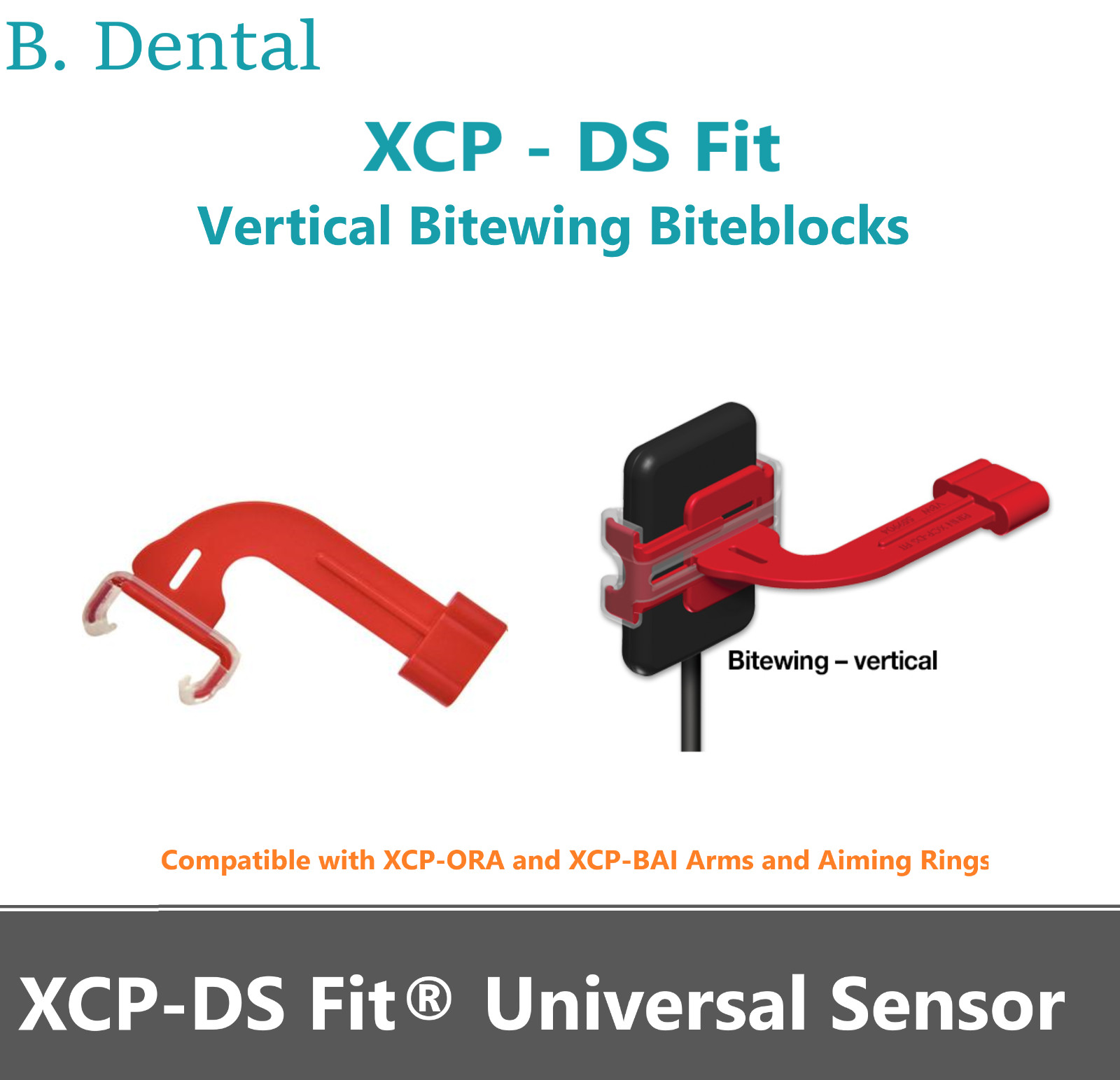 Dental XCP-DS FIT Universal Digital Vertical Bitewing Biteblock, (Red) 2/Pk